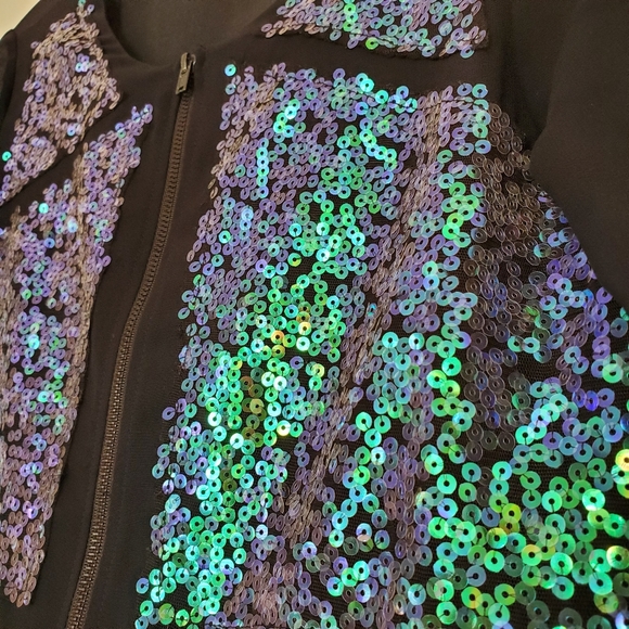 BCBGeneration Sheer Sequin Bomber Jacket - Picture 5 of 12